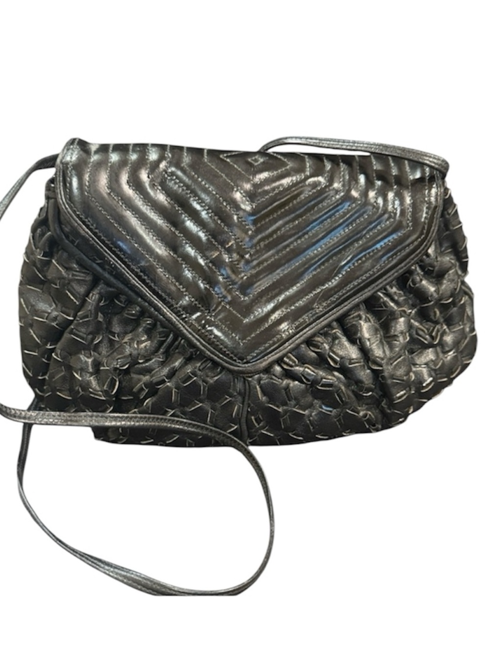 Vintage Sharif Black Leather Crossbody Bag